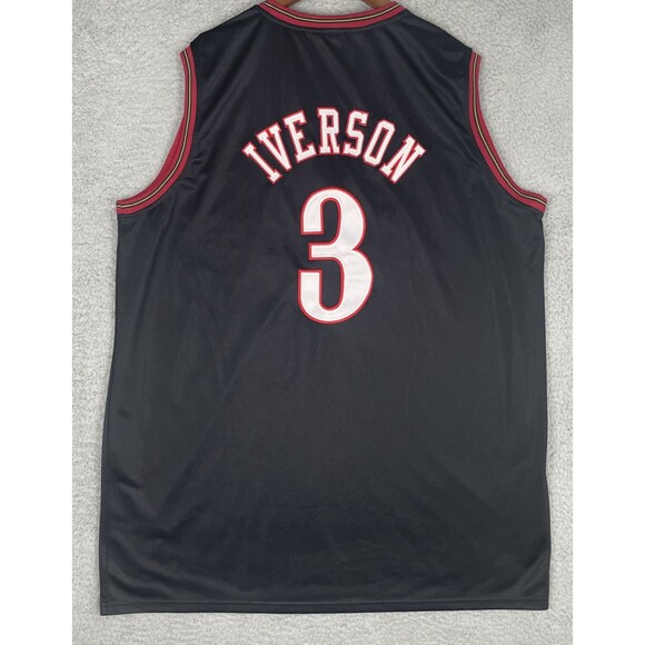VTG Mitchell & Ness Jersey 2001 NBA Finals Allen Iverson 76ers Mens 5XL Black - Picture 8 of 10